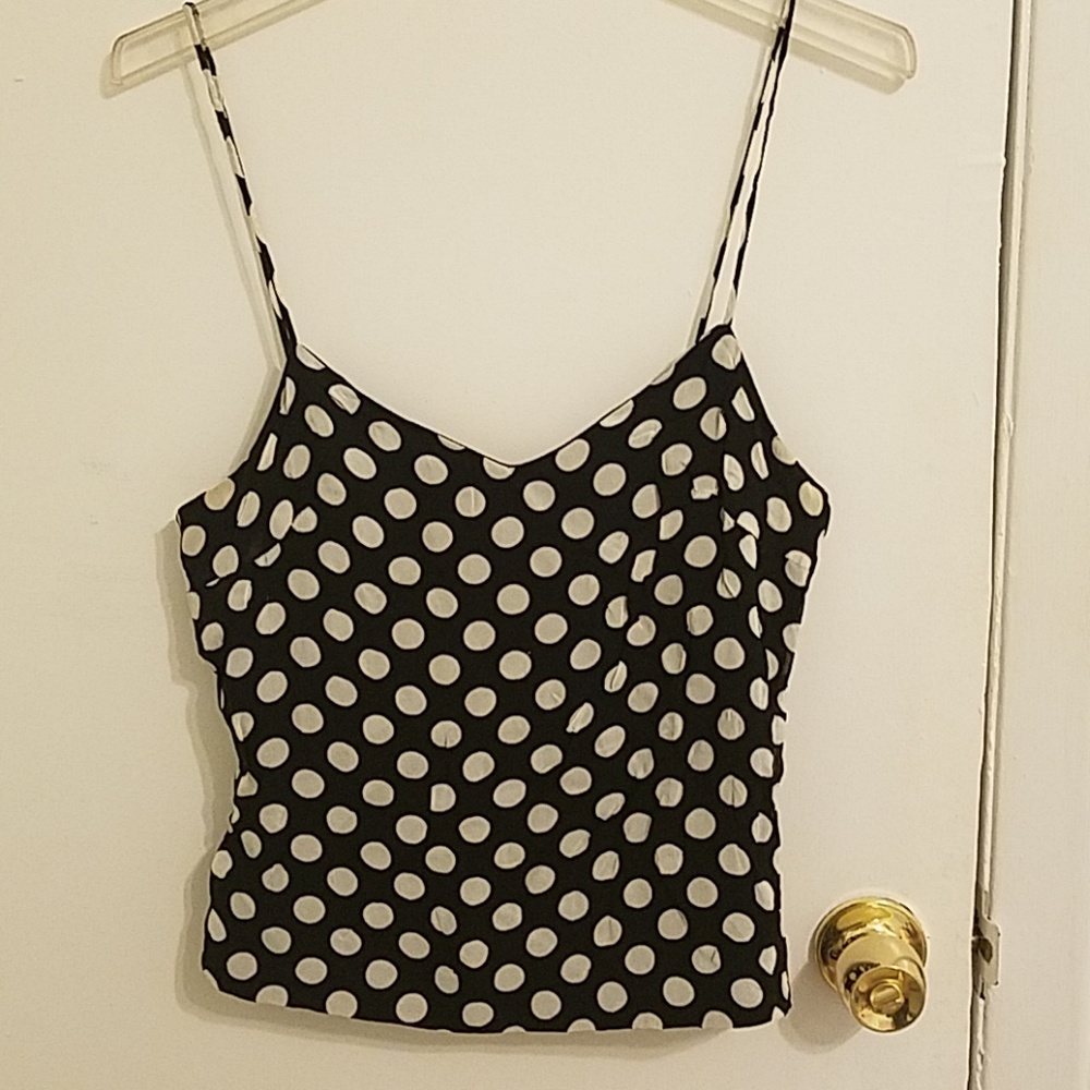 Black top with white polka dots